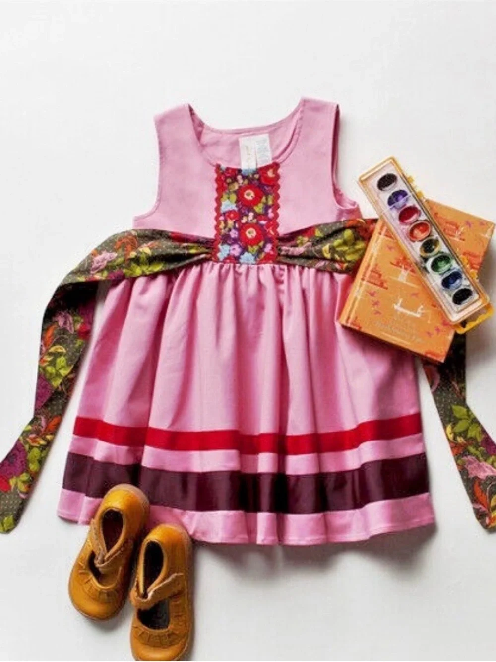 Matilda Jane Pink Floral Sash Sleeveless Dress Paint by Numbers